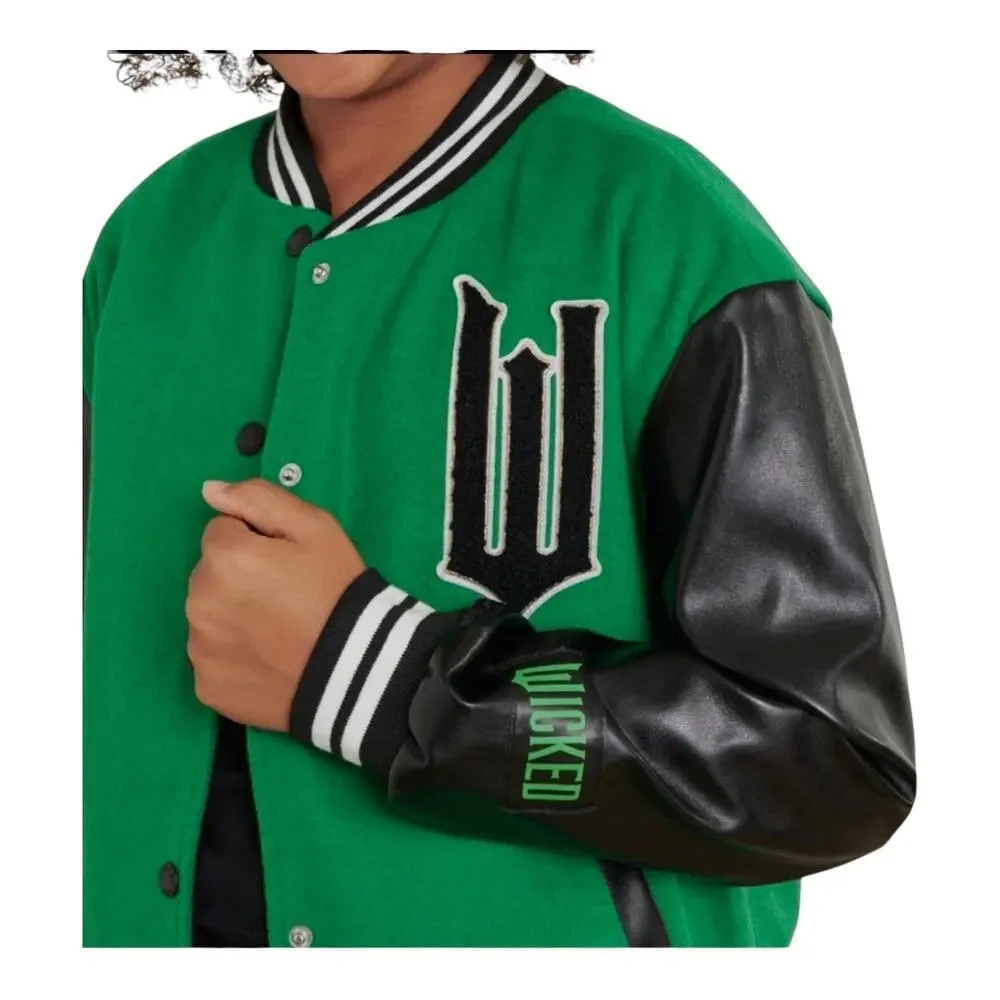 Wicked Bomber Jacket Girls M 10 Wizard Oz Justice Coat Elphaba Halloween Costume